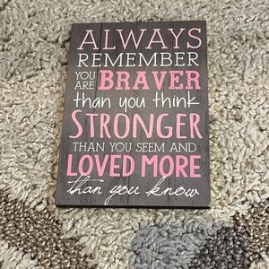 Inspirational Wall Art with Pink and White Text